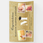 Gold Glitzer Monogram 4 Foto Stilvolles Grand Part Banner (Vertikal)