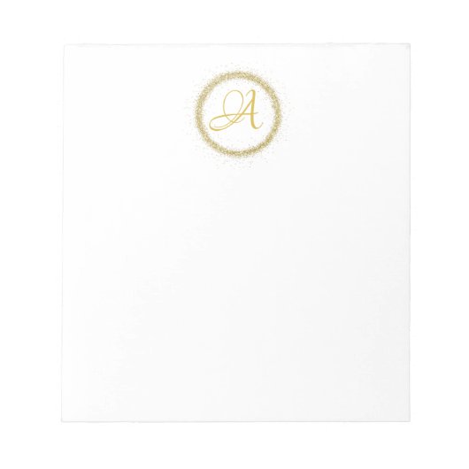 *~* Gold Glitzer Monogram, Initial Girly Minimal Notizblock (Vorderseite)