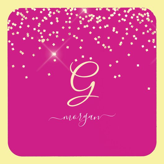 Gold Glitzer & Monogram, Name des weißen Drehbuchs Getränkeuntersetzer