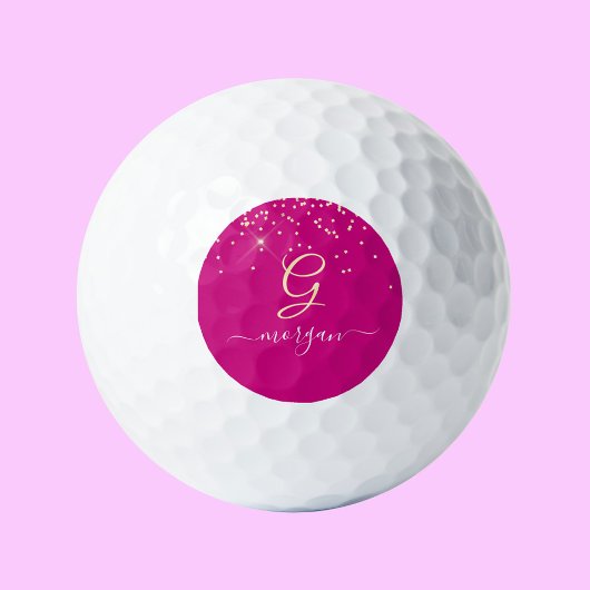 Gold Glitzer & Monogram, Name des weißen Drehbuchs Golfball