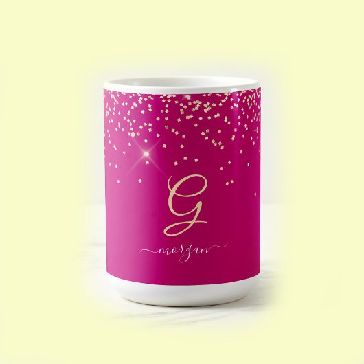 Gold Glitzer & Monogram, Name des weißen Drehbuchs Kaffeetasse