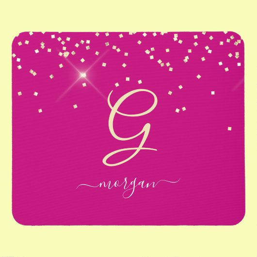 Gold Glitzer & Monogram, Name des weißen Drehbuchs Mousepad