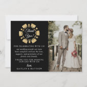 Gold Glitzer Monogram Poker Chip Casino Hochzeit Dankeskarte (Vorderseite)