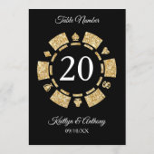 Gold Glitzer Monogram Poker Chip Casino Hochzeit Einladung (Rückseite)