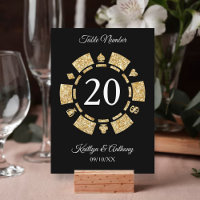 Gold Glitzer Monogram Poker Chip Casino Hochzeit