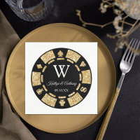 Gold Glitzer Monogram Poker Chip Casino Hochzeit