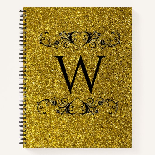 Gold Glitzer Monogram Spiral Notebook Notizblock (Vorderseite)