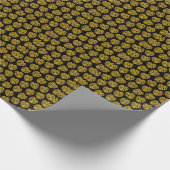 Gold Glitzer Monstera Schwarzer Hintergrund Geschenkpapier (Ecke)