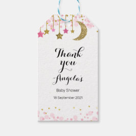 Gold Glitzer Moon Modern Vielen Dank Tag. Geschenkanhänger