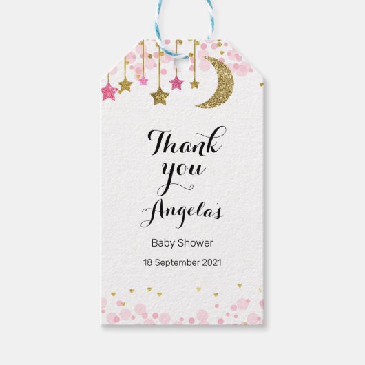 Gold Glitzer Moon Modern Vielen Dank Tag. Geschenkanhänger (Vorderseite)