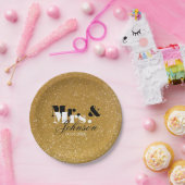 Gold Glitzer Mr. and Mrs. wedding paper Tellers Pappteller (Party)