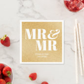 Gold Glitzer Mr & Mr. Personalisiert Wedding Napki Serviette (Beispiel)