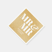 Gold Glitzer Mr & Mr. Personalisiert Wedding Napki Serviette (Ecke)