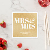 Gold Glitzer Mrs & Mrs Bride Personalisiert Weddin Serviette (Beispiel)