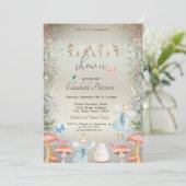 Gold Glitzer Mushrooms Baby Mouses Kinderdusche Einladung (Stehend Vorderseite)