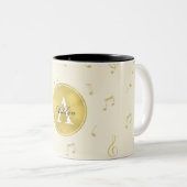 Gold Glitzer Musiknoten Abstrakt Monogram Zweifarbige Tasse (VorderseiteRechts)