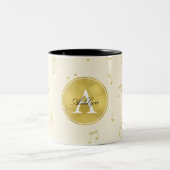 Gold Glitzer Musiknoten Abstrakt Monogram Zweifarbige Tasse (Mittel)