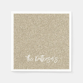 Gold Glitzer Muster NAME Elegant Neue Jahre Serviette