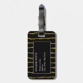 Gold-Glitzer-Muster und Schwarzes Gepäck Gepäckanhänger (Rückseite vertikal)
