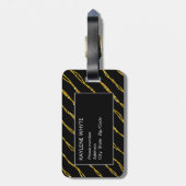 Gold-Glitzer-Muster und Schwarzes Gepäck Gepäckanhänger (Rückseite vertikal)