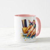 Gold Glitzer Nageltechniker Tasse (VorderseiteRechts)