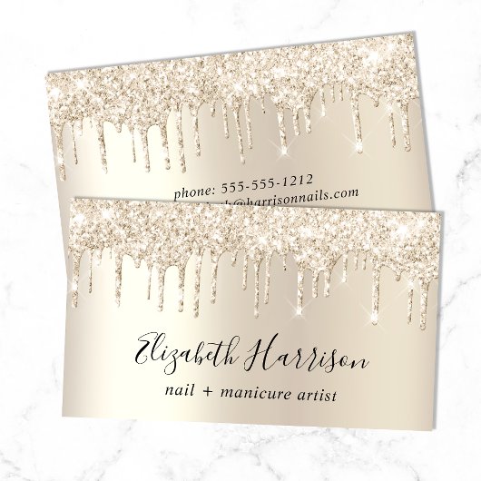 Gold Glitzer Nail Manicure Visitenkarte