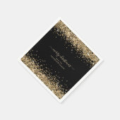 Gold Glitzer Name Black Frohe Weihnachten Serviette (Ecke)