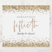 Gold Glitzer Name Cheers Fiftieth Birthday Schaumweinetikett (Einzelnes Label)