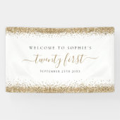 Gold Glitzer Name Datum Willkommen am 21. Banner (Horizontal)