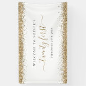 Gold Glitzer Name Datum Willkommen am 21. Banner (Vertikal)