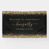 Gold Glitzer Name Datum Willkommen beim Hen Party  Banner (Horizontal)