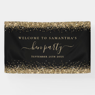 Gold Glitzer Name Datum Willkommen beim Hen Party  Banner