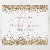 Gold Glitzer Name Script-Brautparty Schaumweinetikett (Einzelnes Label)