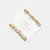 Gold Glitzer Name White Happy New Year 2026 Serviette (Ecke)