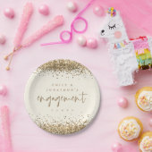 Gold-Glitzer-Namen Cream-Engagement-Partei Pappteller (Party)