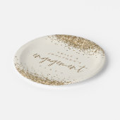 Gold-Glitzer-Namen Cream-Engagement-Partei Pappteller (Schrägansicht)