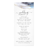 Gold Glitzer & Navy Blue Agate Hochzeitsprogramm Werbekarte (Hinten)