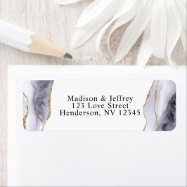 Gold Glitzer & Navy Blue Agate Rücksendeadresse