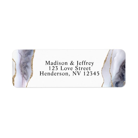 Gold Glitzer & Navy Blue Agate Rücksendeadresse (Vorne)