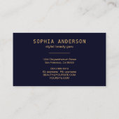 Gold Glitzer Navy Blue Agate & Signature Script Visitenkarte (Rückseite)