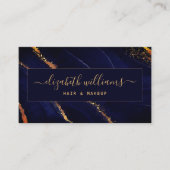 Gold Glitzer Navy Blue Agate & Signature Script Visitenkarte (Vorderseite)