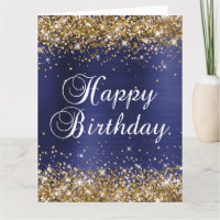 Gold Glitzer Navy Blue Big Happy Geburtstag