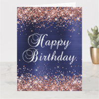 Gold Glitzer Navy Blue Big Happy Geburtstag