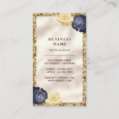 Gold Glitzer Navy Blue Cake Balloons Event Plane Visitenkarte (Rückseite)