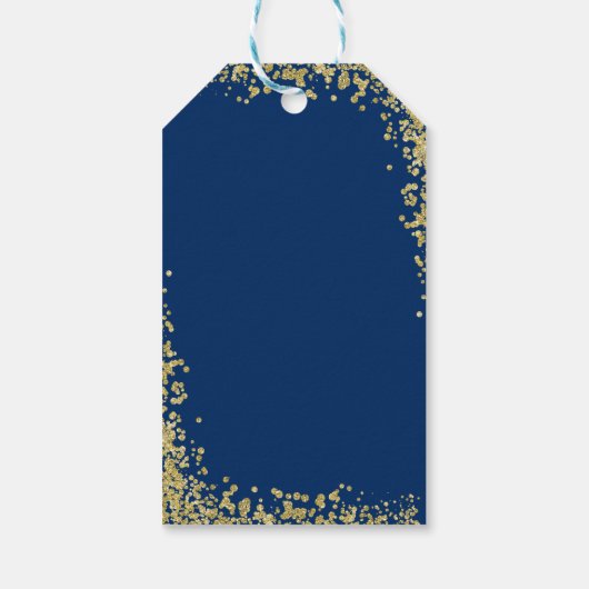 Gold Glitzer Navy Blue First Heilige Kommune Geschenkanhänger (Rückseite)