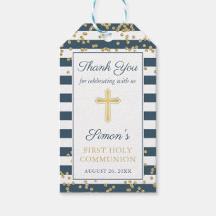 Gold Glitzer Navy Blue First Heilige Kommune Geschenkanhänger
