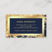 Gold Glitzer Navy Blue Marmor Makeup Artist Visitenkarte (Rückseite)