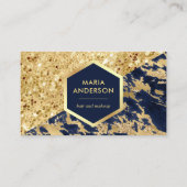 Gold Glitzer Navy Blue Marmor Makeup Artist Visitenkarte (Vorderseite)