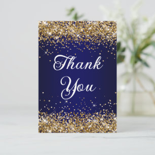 Gold Glitzer Navy Blue Ombre 40. Geburtstag Dankeskarte