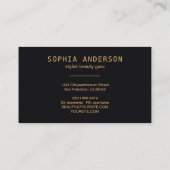 Gold Glitzer Navy Green Agate & Signature Script Visitenkarte (Rückseite)